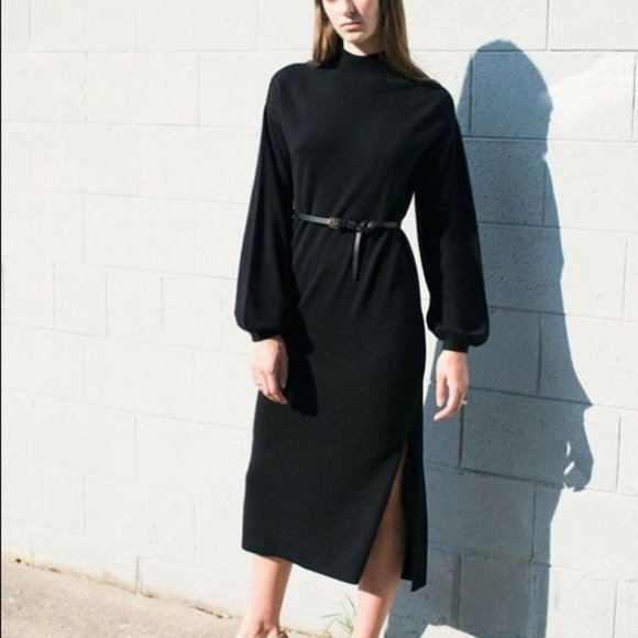 Apiece Apart Dresses & Skirts - Apiece Apart Milagro Knit Mock Neck Sweater Dress Balloon Sleeve Wool Cashmere S